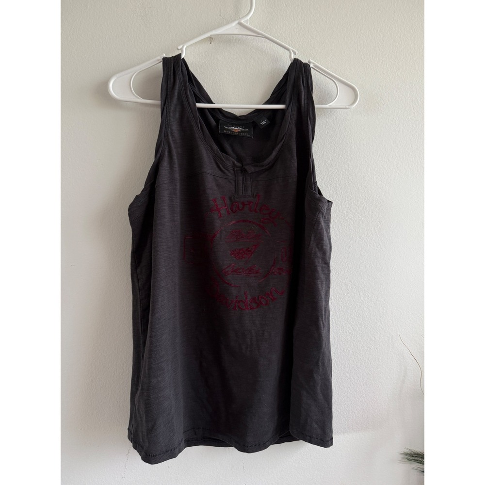 Harley Davidson Genuine Motorclothes Black Embroidered Graphic Tank Top Womens L